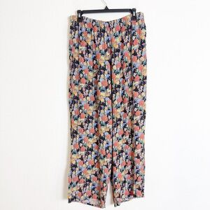 Flax pull on Floral Patterned Wide-Leg Pants
